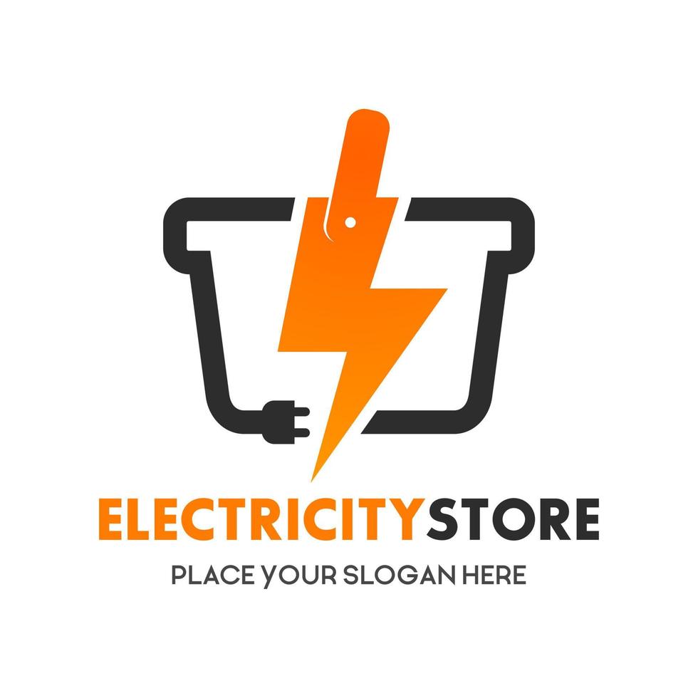modello di logo vettoriale negozio di elettricità. questo disegno usa il simbolo del tuono. adatto per affari.