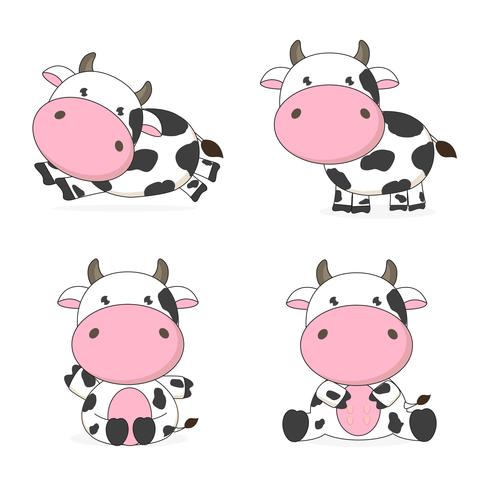 Illustrazione sveglia di vettore del personaggio dei cartoni animati della mucca