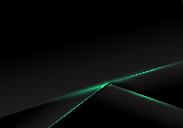 Disposizione astratta della struttura del modello nero con luce al neon verde su fondo scuro. Concetto di tecnologia futuristica. vettore