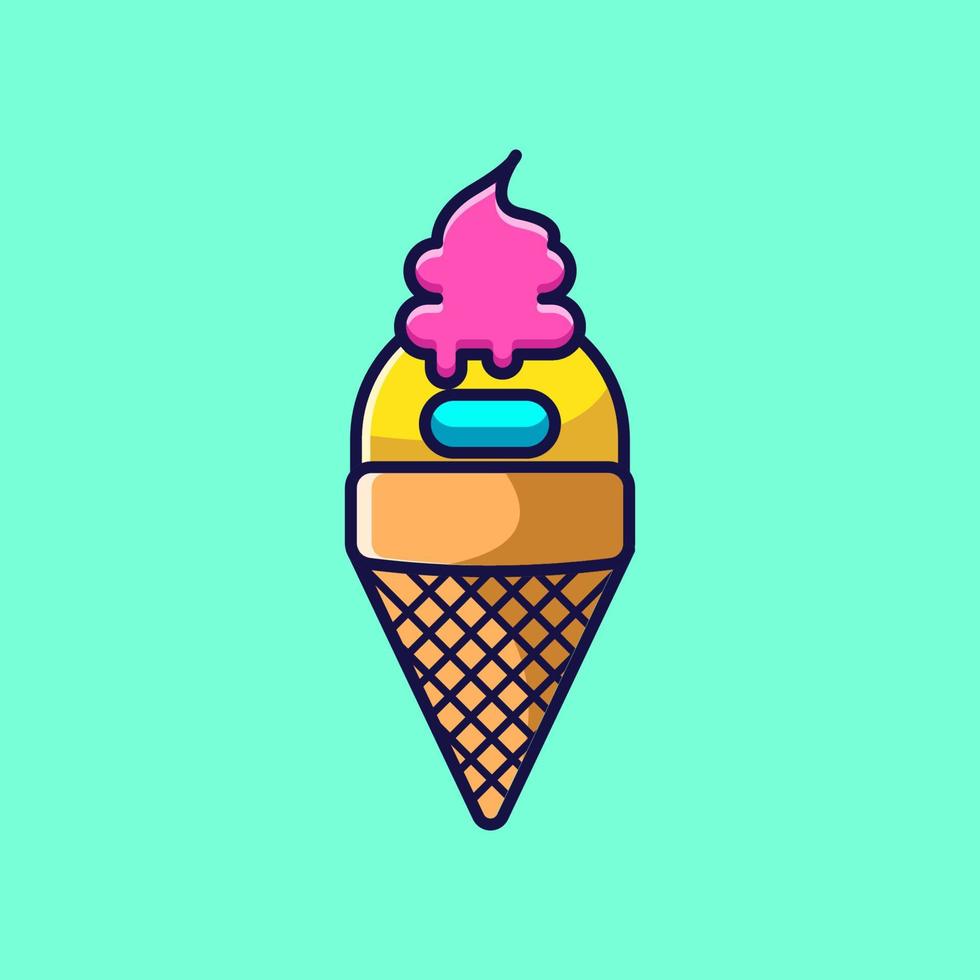 simpatico personaggio cartone animato gioco gelato vettore