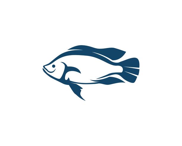 Modello di logo di pesce. Simbolo di vettore creativo del club di pesca o online