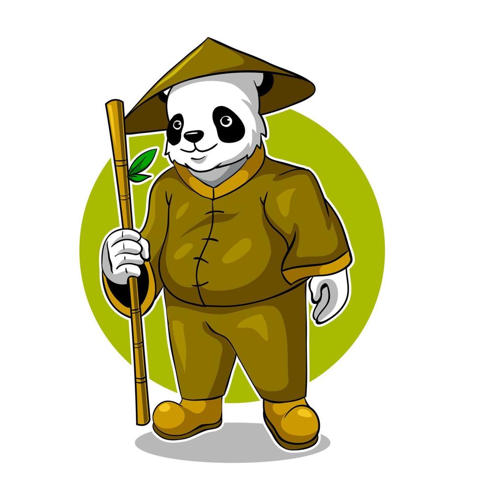 logo della mascotte del panda di kungfu vettore