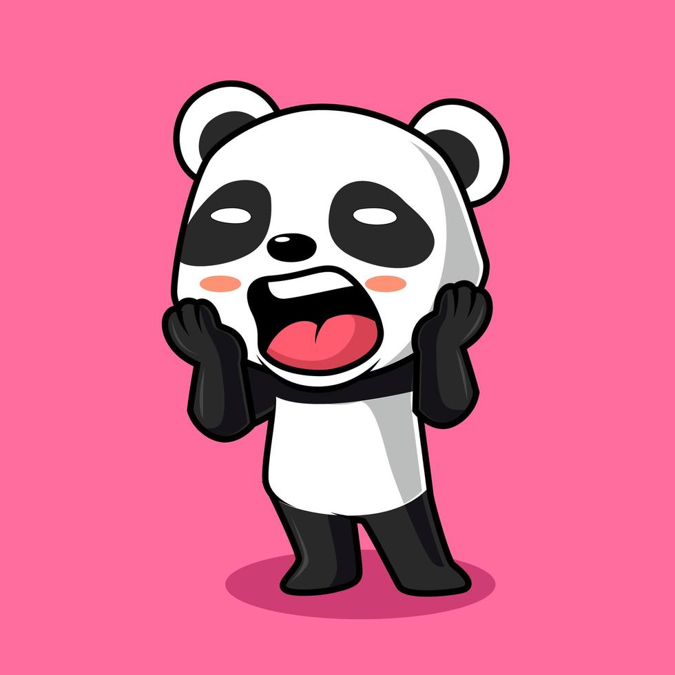 scioccato panda isolato simpatico cartone animato illustrazione vettore