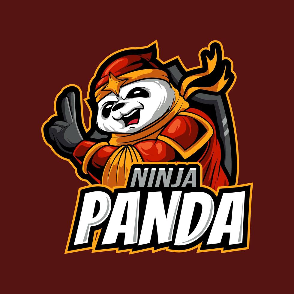 modello di illustrazione vettoriale del logo della mascotte del panda ninja isolato