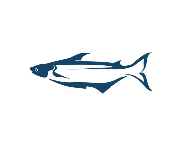 Modello di logo di pesce. Simbolo di vettore creativo del club di pesca o online