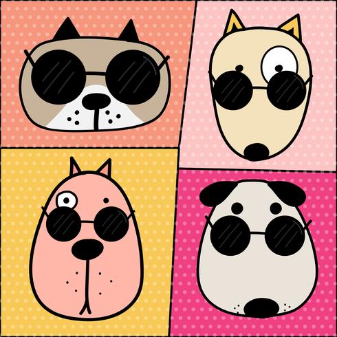 Caratteri disegnati a mano Cute Dog Face Set. Illustrazione vettoriale