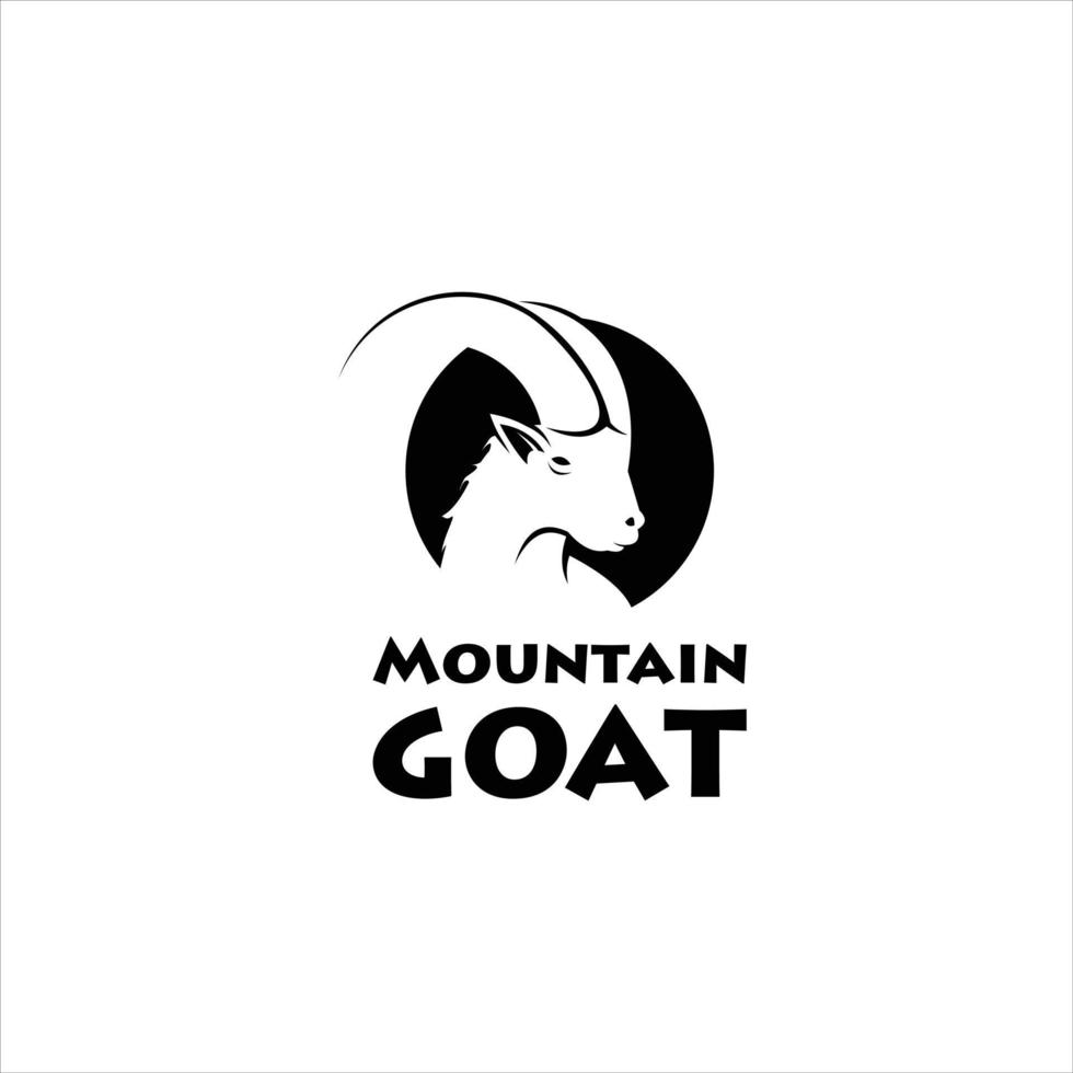 modello di progettazione logo animale con illustrazione piatta di capra di montagna vettore