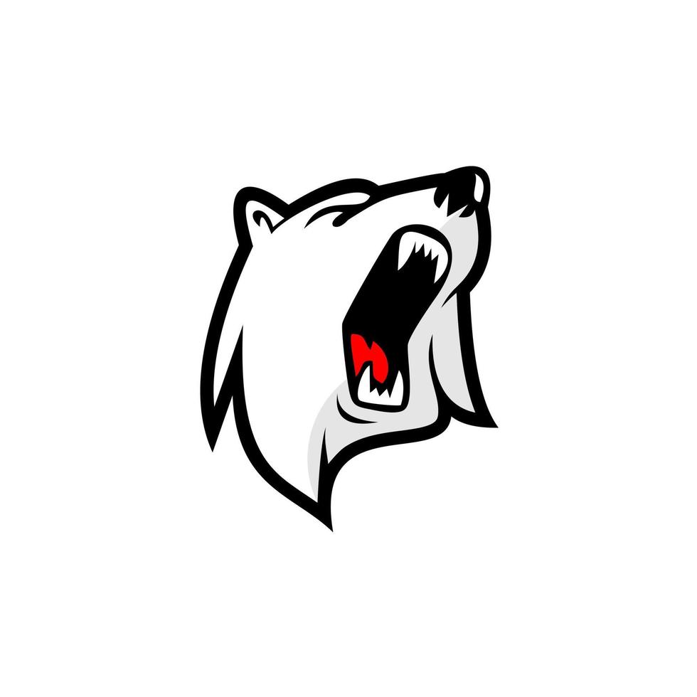 illustrazione piatta animale della mascotte ruggente dell'orso polare vettore