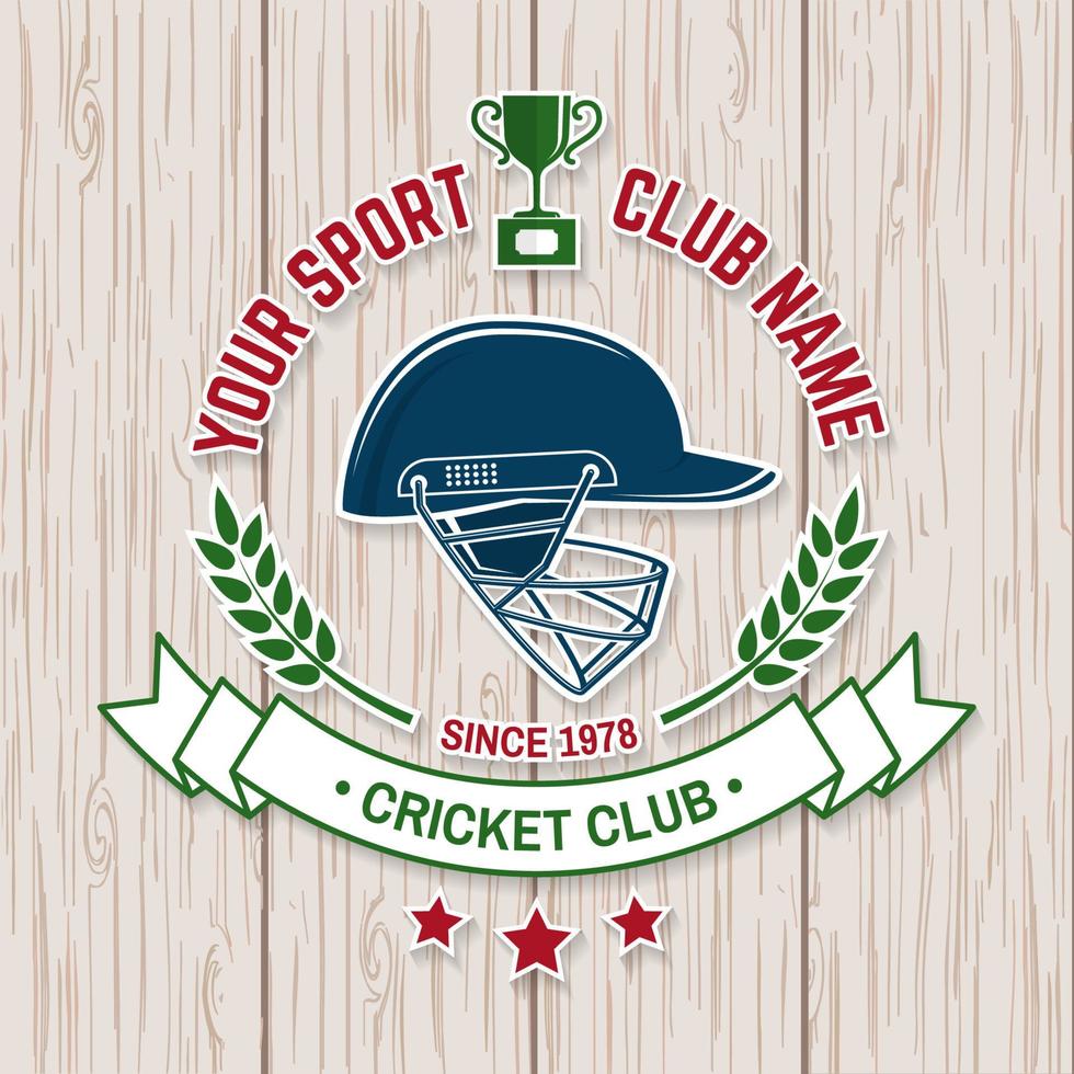 toppa o adesivo del club di cricket. vettore. concetto per camicia, stampa, francobollo o t-shirt. modelli per club sportivo. vettore