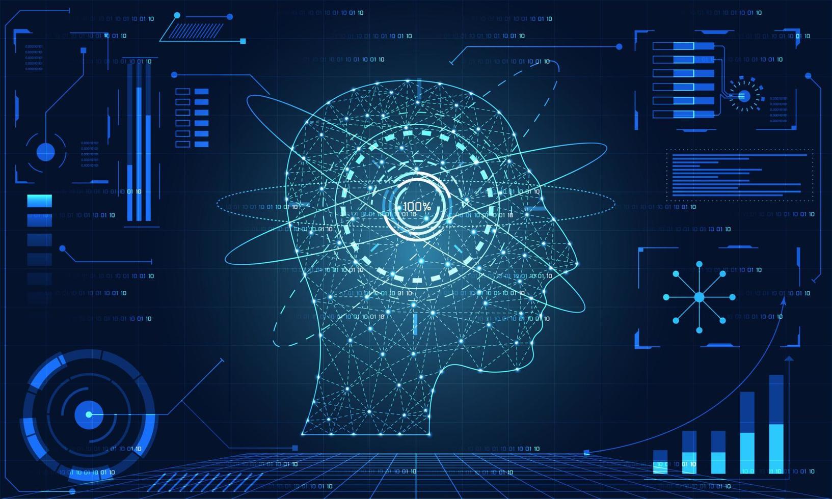 tecnologia astratta interfaccia utente concetto futuristico hud interfaccia ologramma elementi di dati digitali grafico, comunicazione, informatica e cerchio innovazione umana su hi tech futuro design sfondo vettore