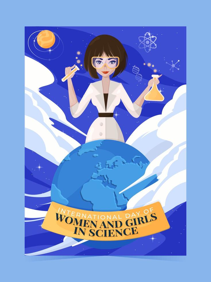 poster della giornata internazionale delle donne e delle ragazze nella scienza vettore