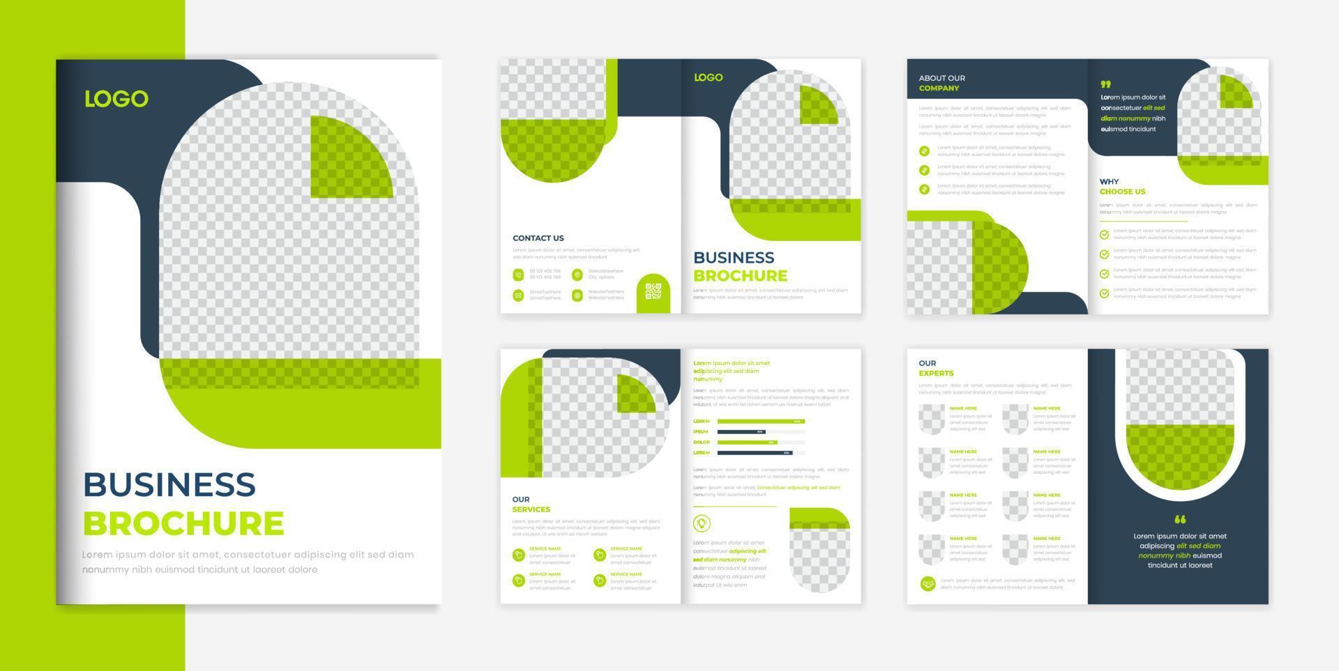 modello di progettazione brochure aziendale verde per vettore di layout multipagina profilo aziendale