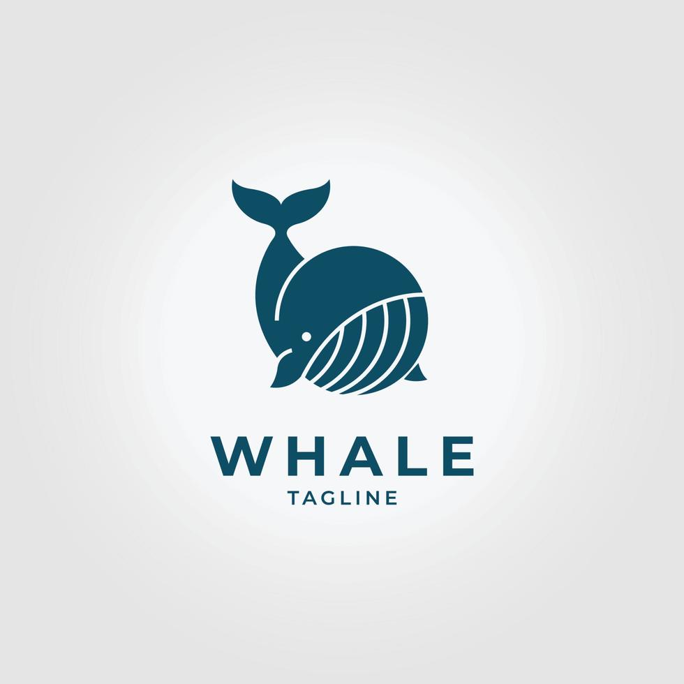 design minimalista dell'illustrazione di vettore dell'icona del logo della balena