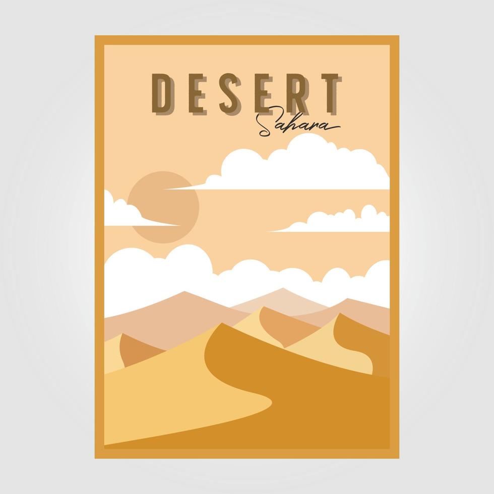 deserto poster sfondo vista paesaggio illustrazione vintage disegno vettoriale