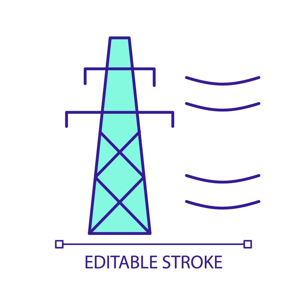 idoneità delle linee di trasmissione icona colore rgb. integrazione delle reti intelligenti. apparecchiature di distribuzione di energia. illustrazione vettoriale isolata. semplice disegno a tratteggio pieno. tratto modificabile. carattere arial utilizzato