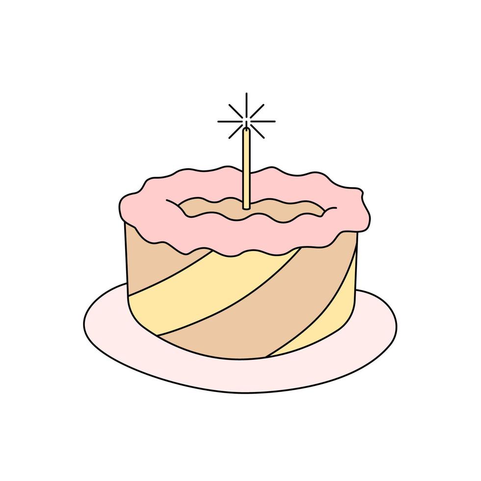 torta simpatico cartone animato. illustrazione vettoriale colorata isolata su sfondo bianco. simbolo della torta per compleanno, matrimonio, festa