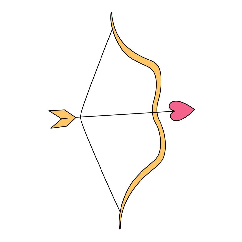 illustrazione vettoriale colorata di arco e frecce. immagine del fumetto per il giorno di san valentino isolato su priorità bassa bianca