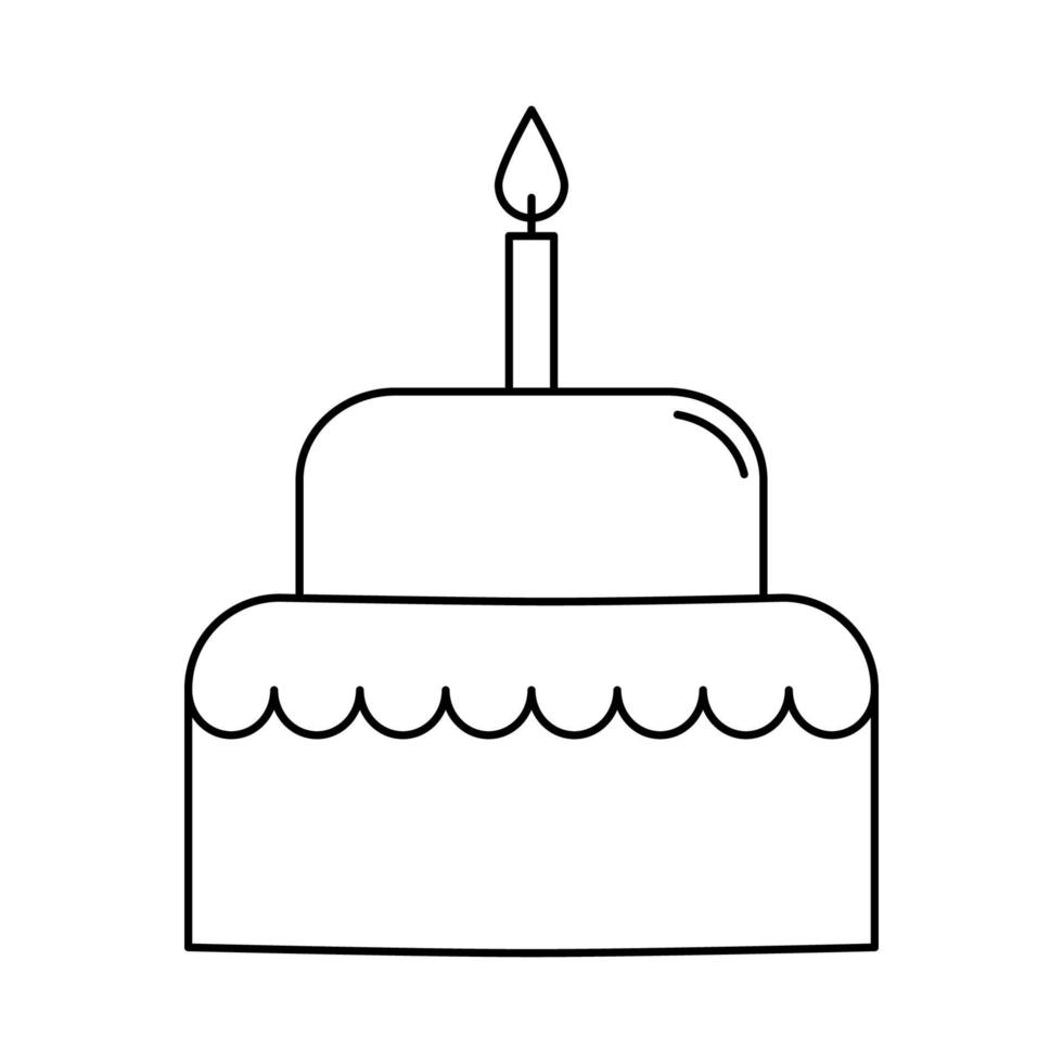 icona di vettore del profilo della torta di festa isolata su fondo bianco. torta simbolo per compleanno, matrimonio, festa.