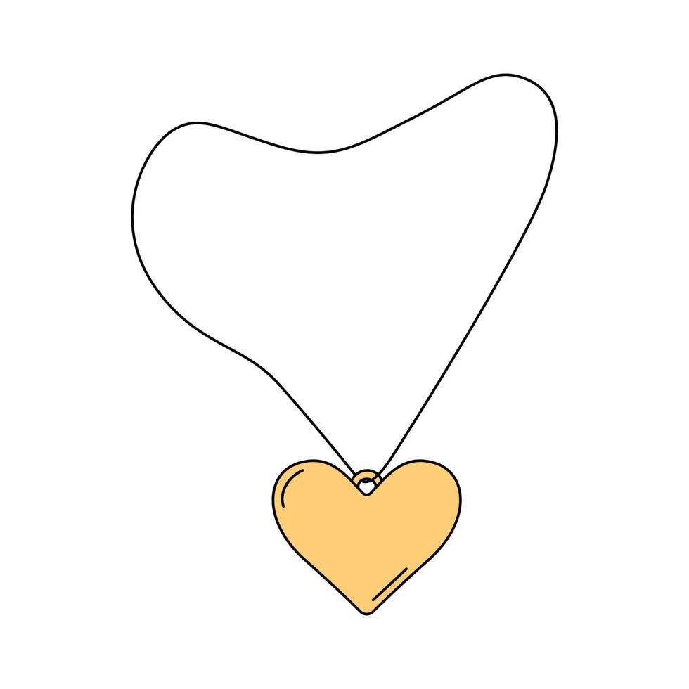 medaglione d'oro a forma di cuore. ciondolo in stile cartone animato. illustrazione vettoriale isolato su uno sfondo bianco