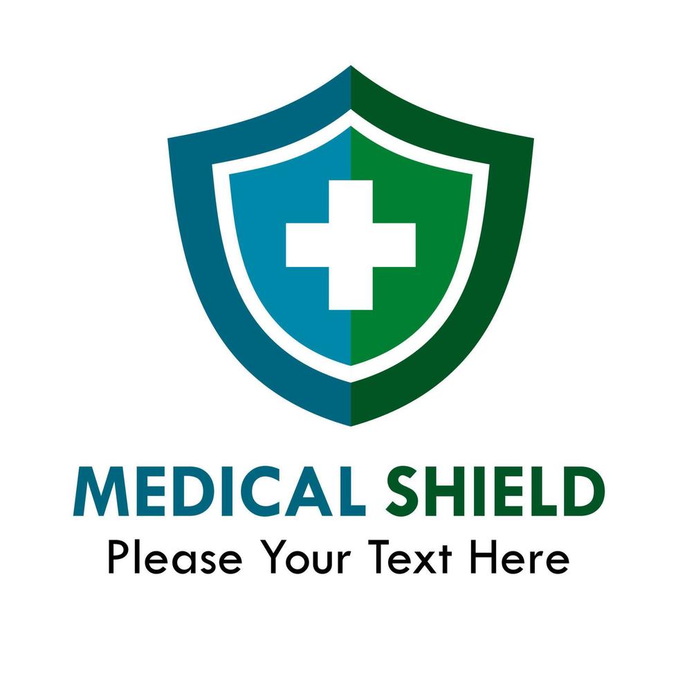 illustrazione del modello di progettazione logo scudo medico. ci sono scudo e simbolo medico vettore