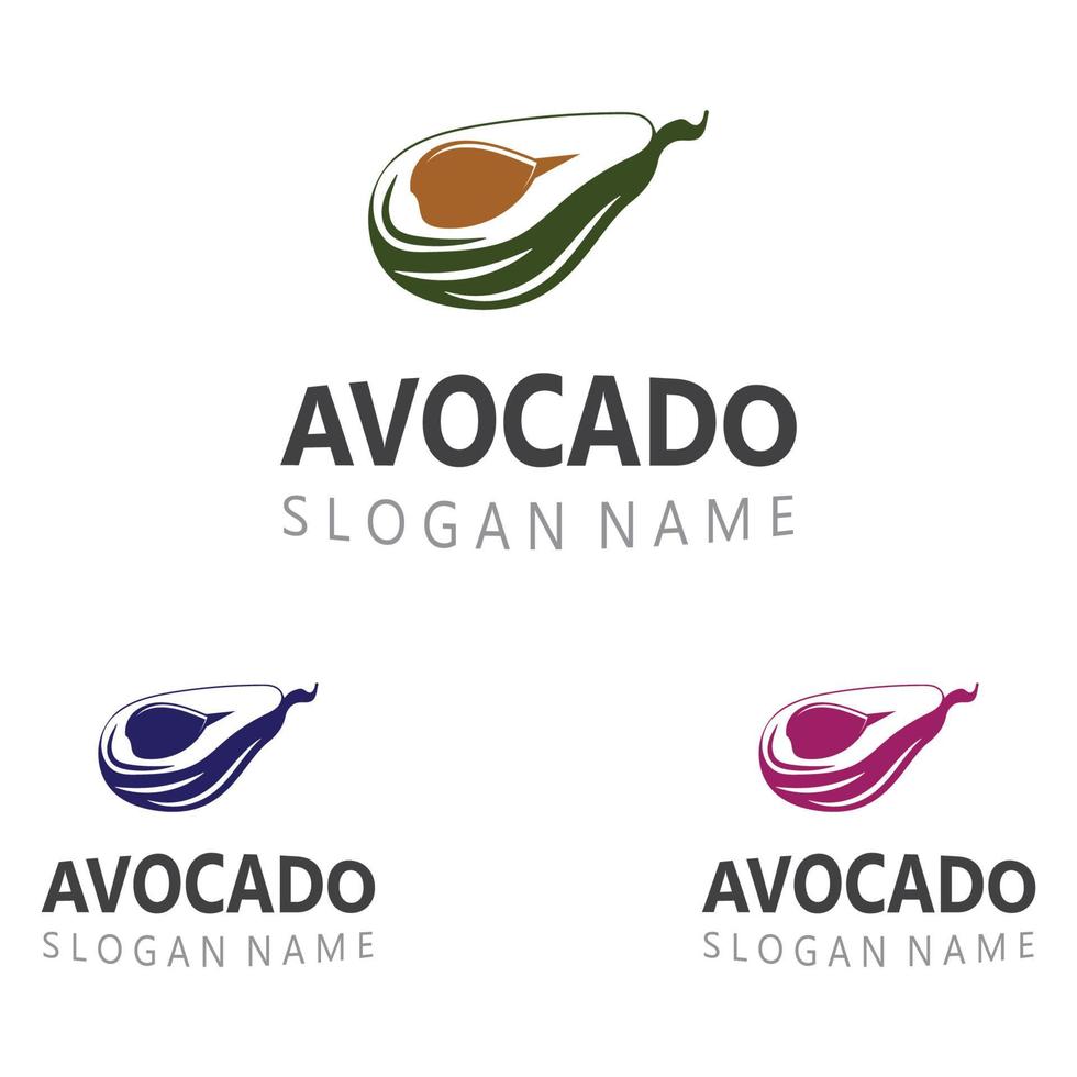 modello di ilustration creativo di progettazione di logo di frutta fresca di avocado vettore