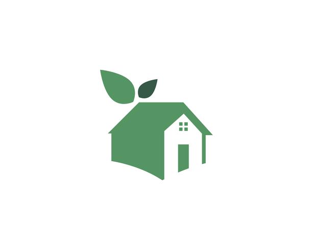 Logo di casa natura verde foglia vettore