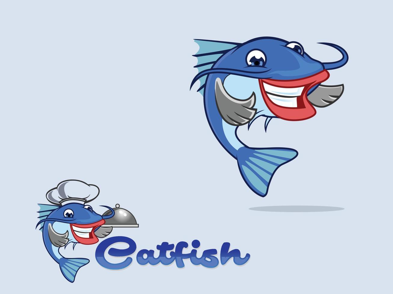 mascotte dei cartoni animati di pesce gatto vettore