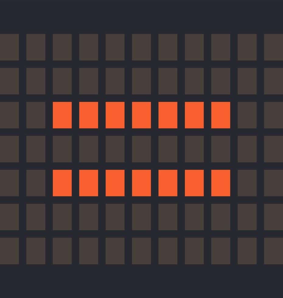 simbolo della lettera uguale a led di colore arancione e uno sfondo scuro, illustrazione vettoriale