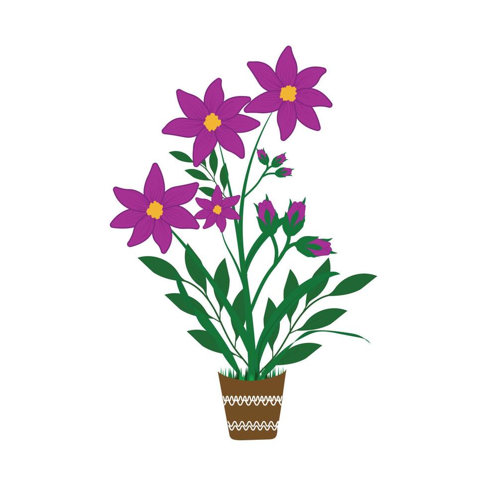 fiori di giglio nel vettore floreale del vaso nell'illustrazione
