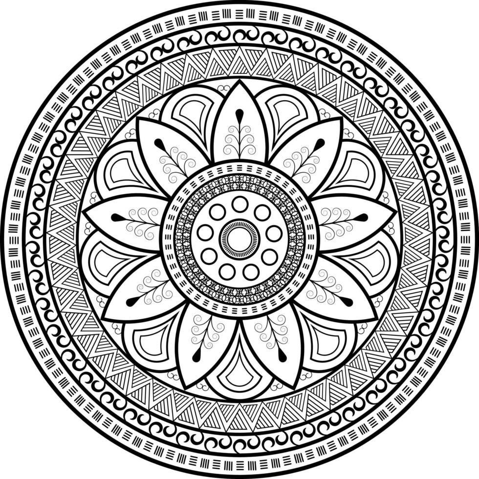 modello mandala in bianco e nero. islam, arabo, pakistan, marocchino, turco, indiano, spagna motifs.vector nell'illustrazione vettore
