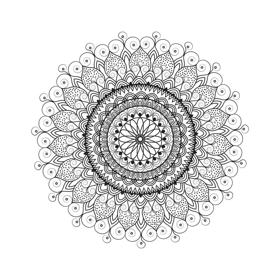 disegno mandala. Pagina da colorare antistress per adulti. illustrazione disegnata a mano vettore