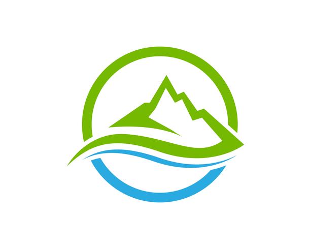 Vettore del modello di affari di logo dell&#39;acqua e della montagna