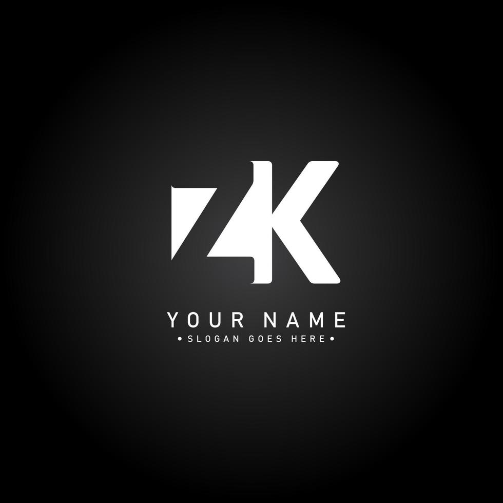 logo della lettera iniziale zk - logo aziendale minimo per alfabeto z e k vettore