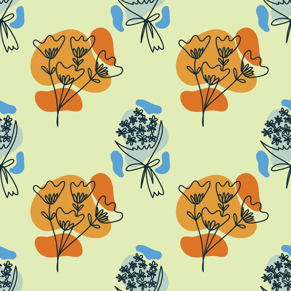 fiori doodle art seamless pattern vettore