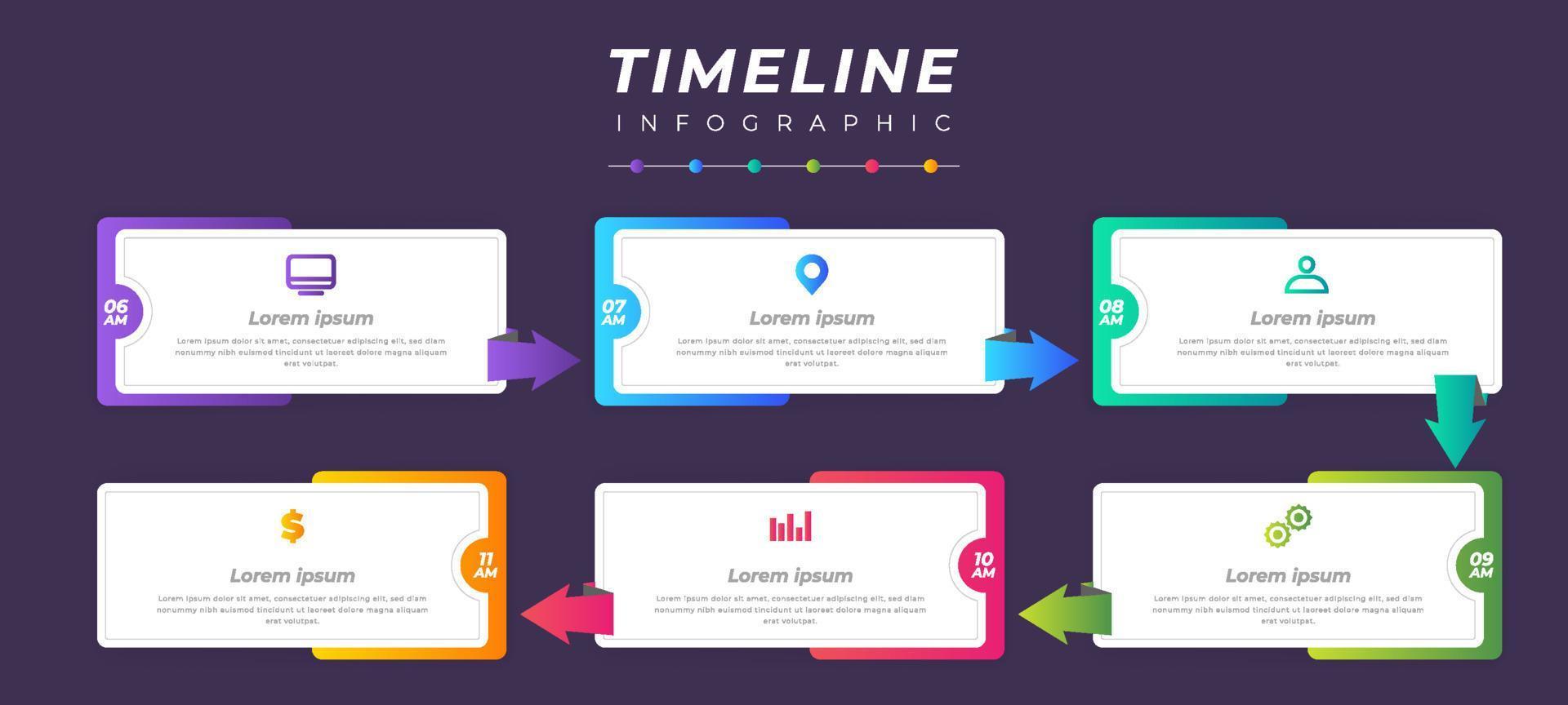 infografica timeline gradiente colorato vettore