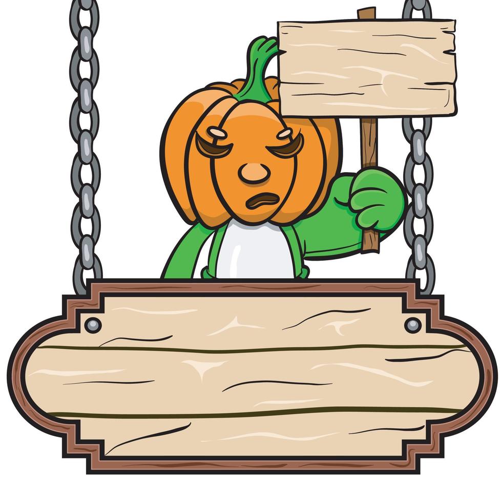 testa di zucca bambola con grande segno bianco in legno. clip art vettoriali. vettore