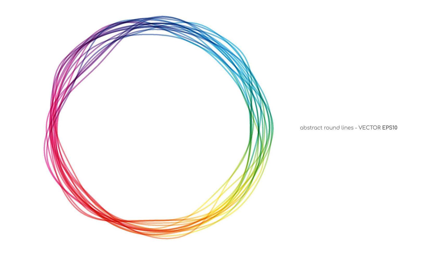 linee di cerchi astratti vettoriali cornice rotonda arcobaleno colorato isolato su sfondo bianco con spazio vuoto per il testo