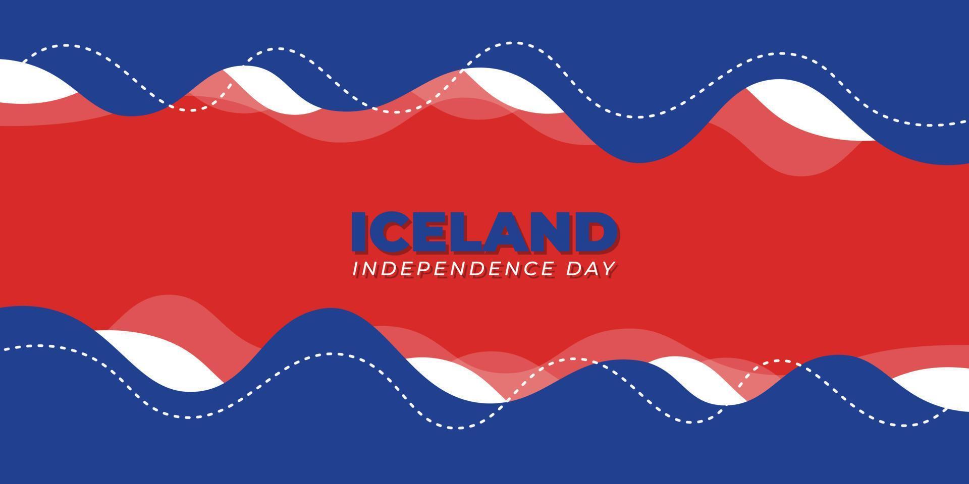 design del giorno dell'indipendenza dell'Islanda con sfondo rosso e blu vettore