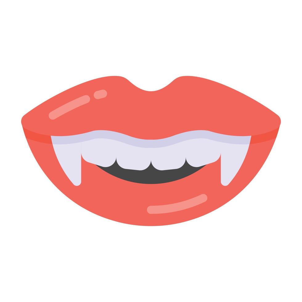 icona piatta denti da vampiro, design modificabile vettore