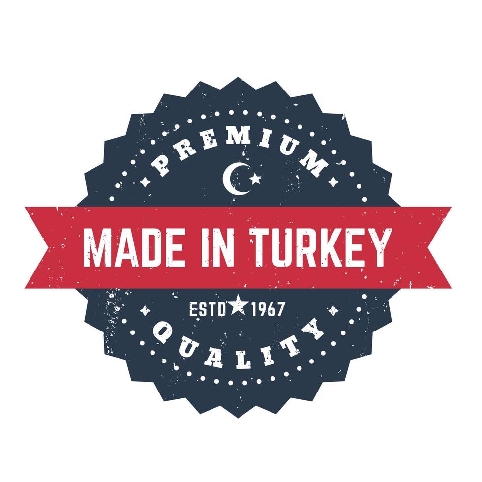 realizzato in turchia, distintivo vintage, emblema vettoriale, francobollo vettore