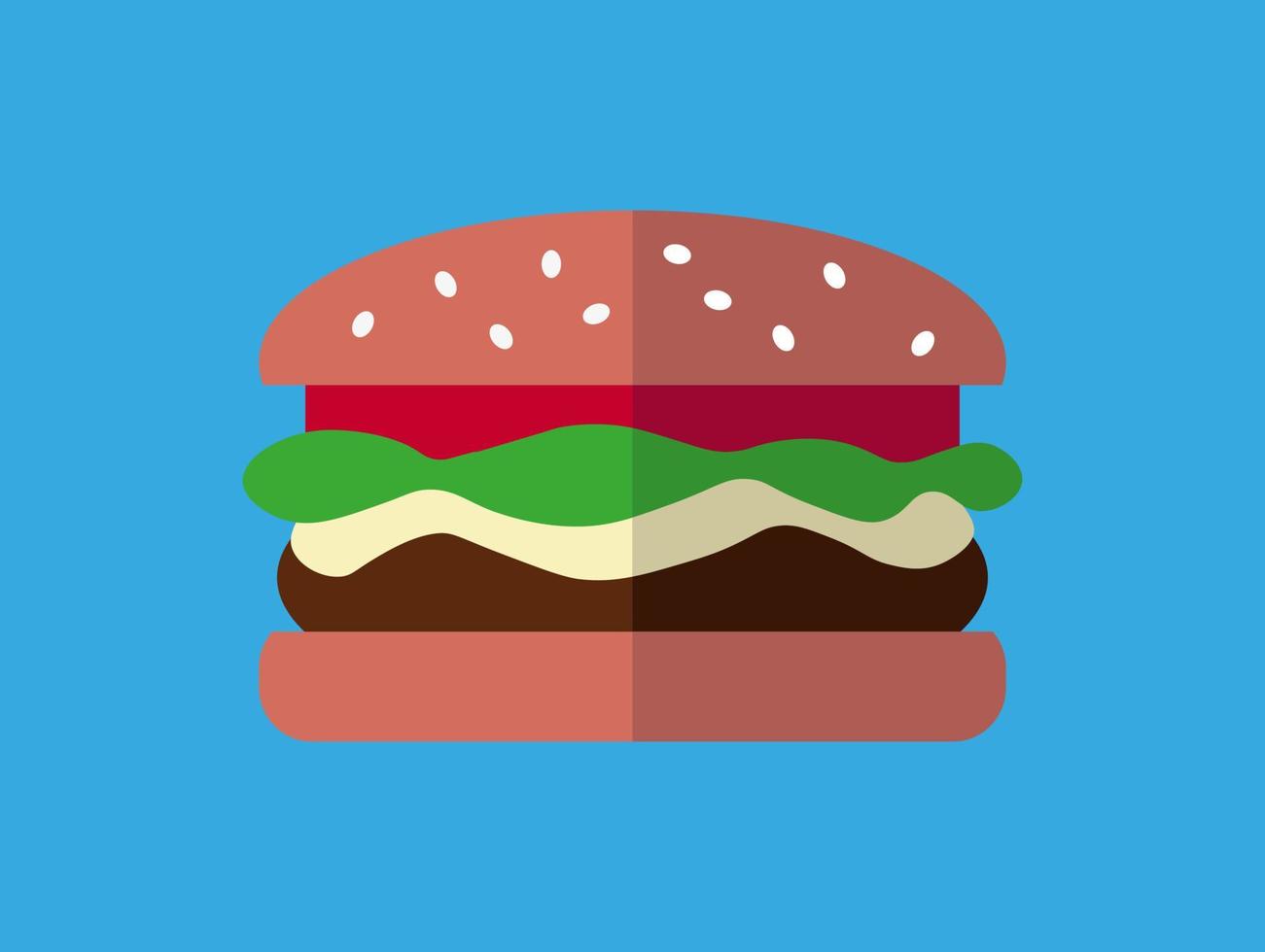 illustrazione vettoriale di hamburger in stile desing piatto isolato su sfondo blu