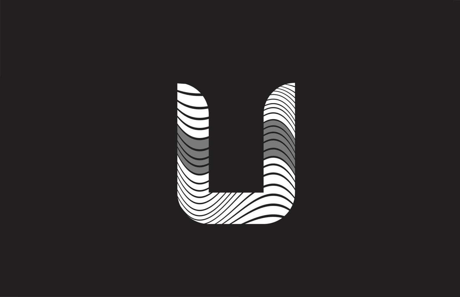 linee bianche e nere u alfabeto lettera icona logo design. modello creativo per le imprese vettore
