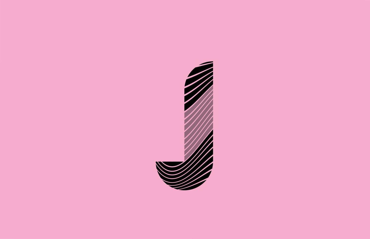 icona del design del logo nero lettera j con sfondo rosa. modello creativo per azienda con linee vettore