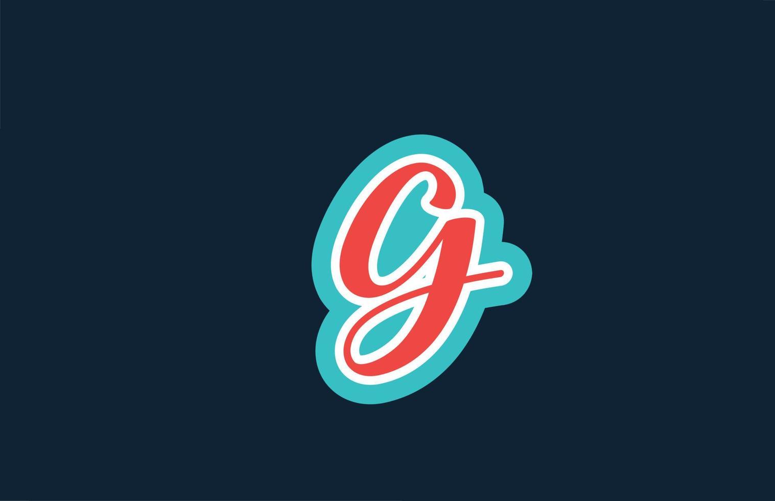 disegno del logo dell'icona della lettera dell'alfabeto g rosso verde scritto a mano. modello creativo per affari e società vettore