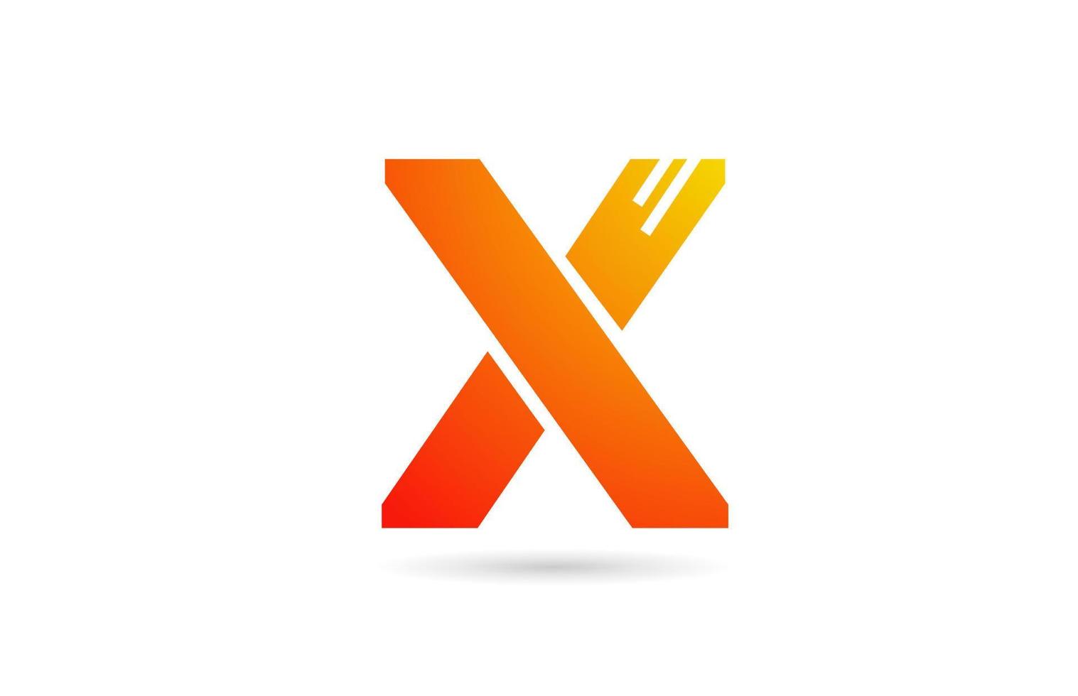 x icona del design del logo della lettera dell'alfabeto sfumato arancione. modello creativo per le imprese vettore