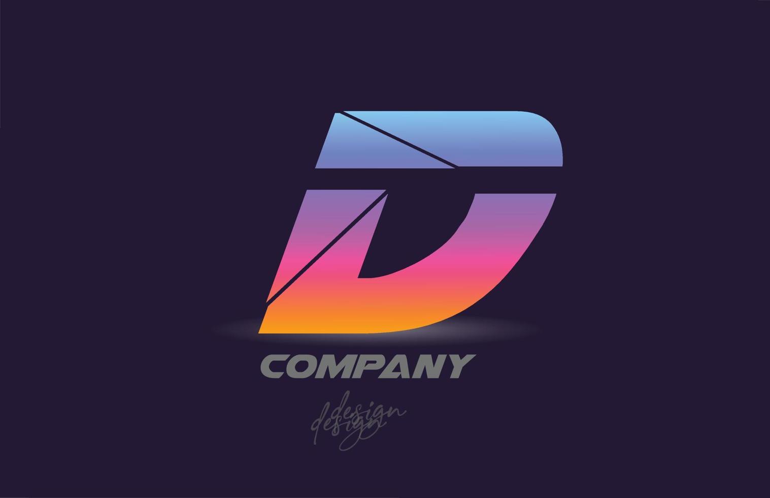 d alfabeto lettera icona logo con stile affettato e design colorato. modello creativo per azienda e business vettore