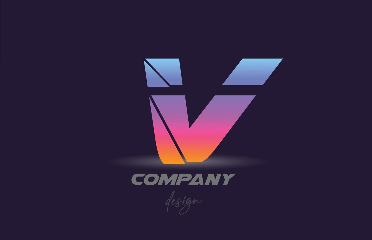 v logo icona lettera alfabeto con stile affettato e design colorato. modello creativo per azienda e business vettore