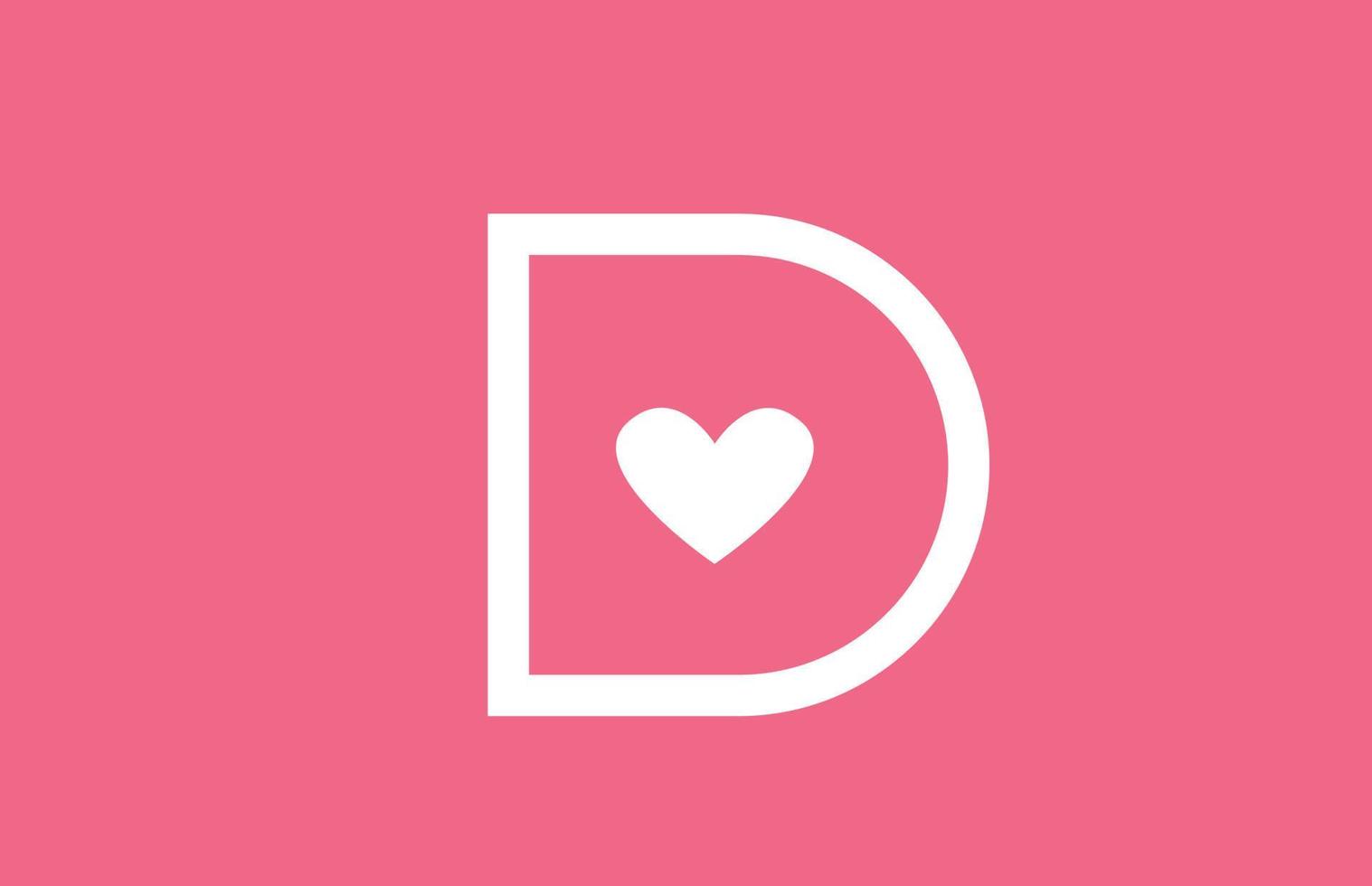 d amore cuore alfabeto lettera logo icona con colore rosa e linea. design creativo per un'azienda o un'azienda di siti di incontri vettore