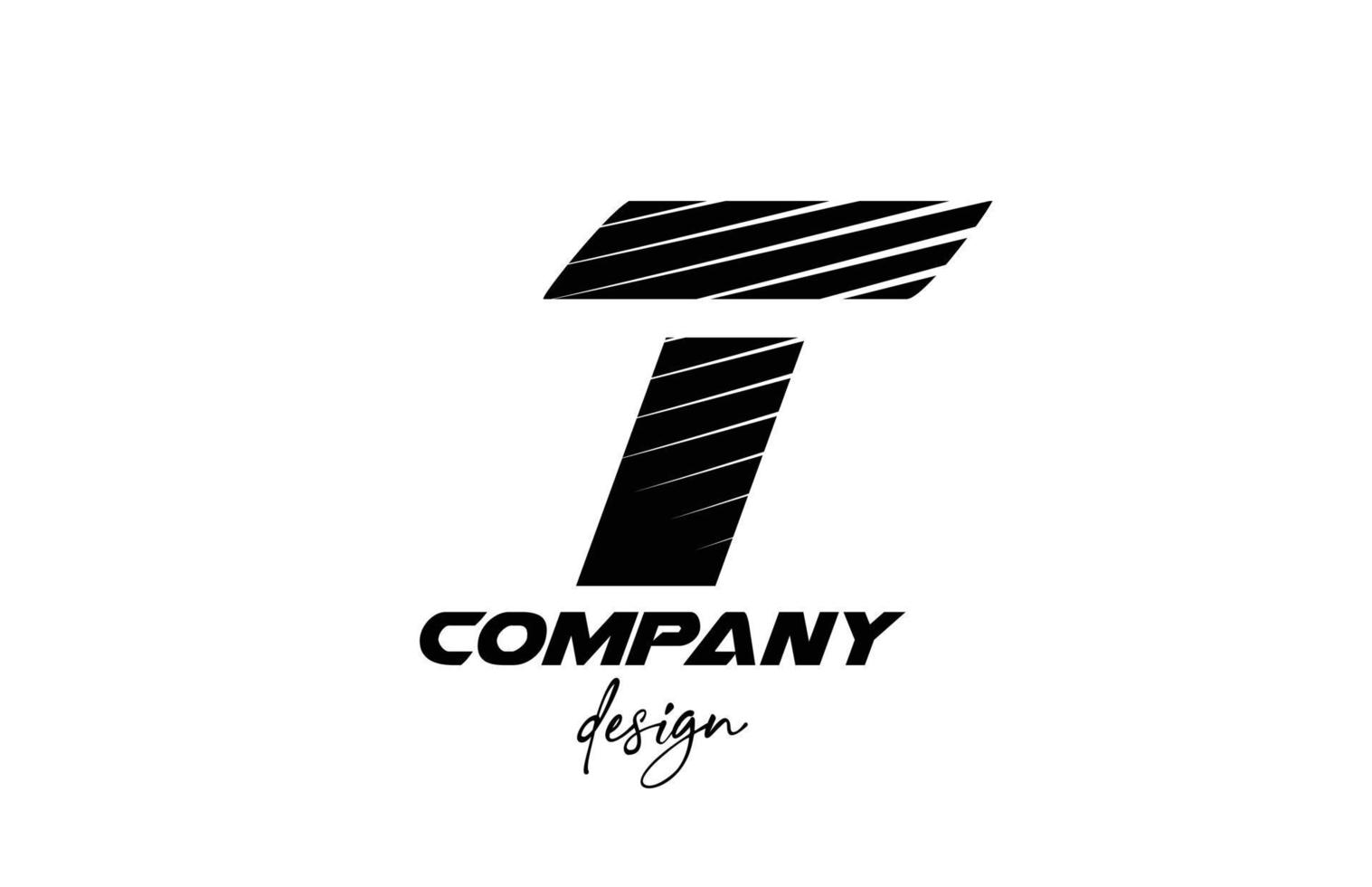 logo dell'icona della lettera dell'alfabeto t bianco e nero. design creativo per aziende e aziende con uno stile audace affettato vettore