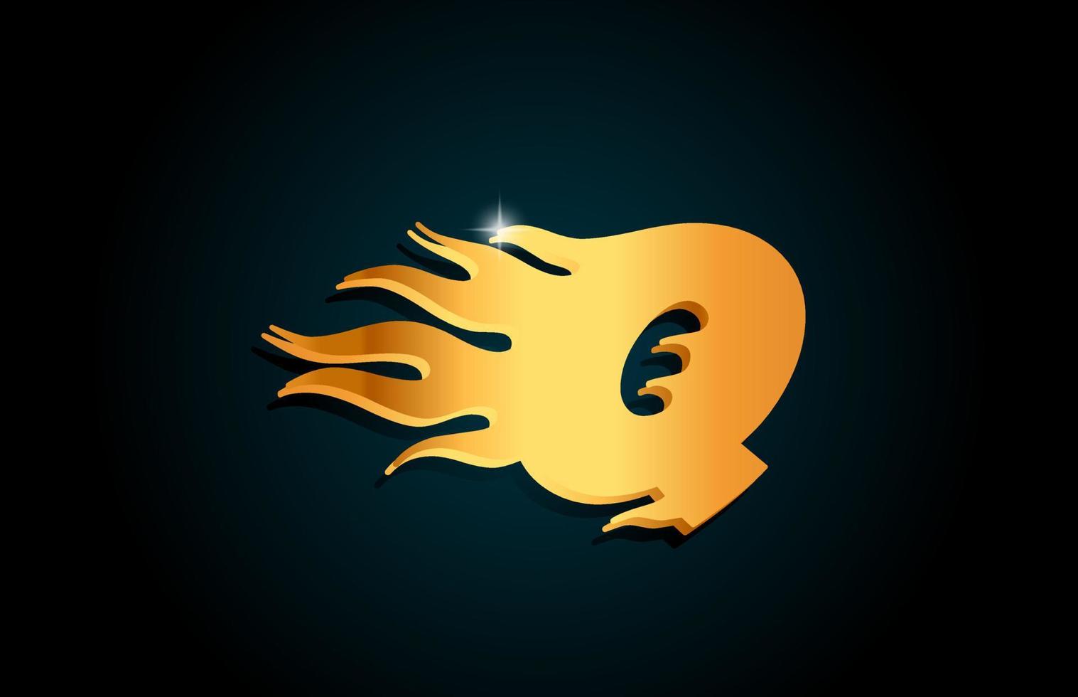 oro q alfabeto lettera icona logo design. modello creativo per affari con fiamme dorate vettore